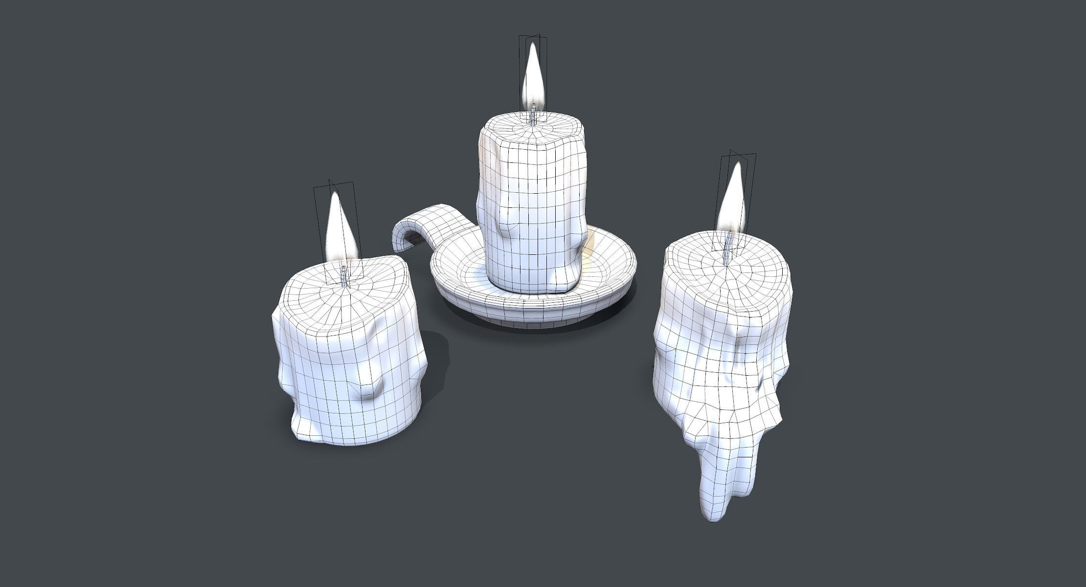 Candles lowpoly three Low-poly 3D model_5
