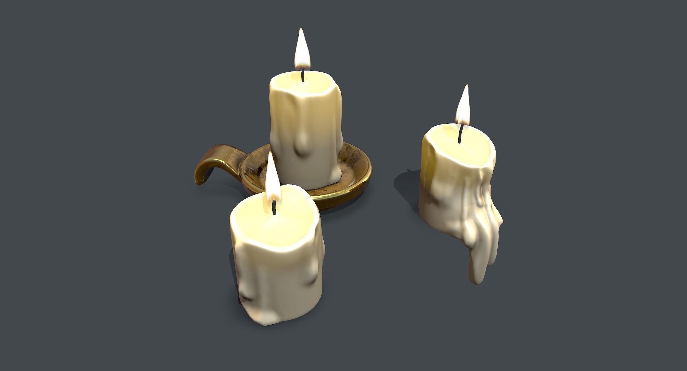Candles lowpoly three Low-poly 3D model_2