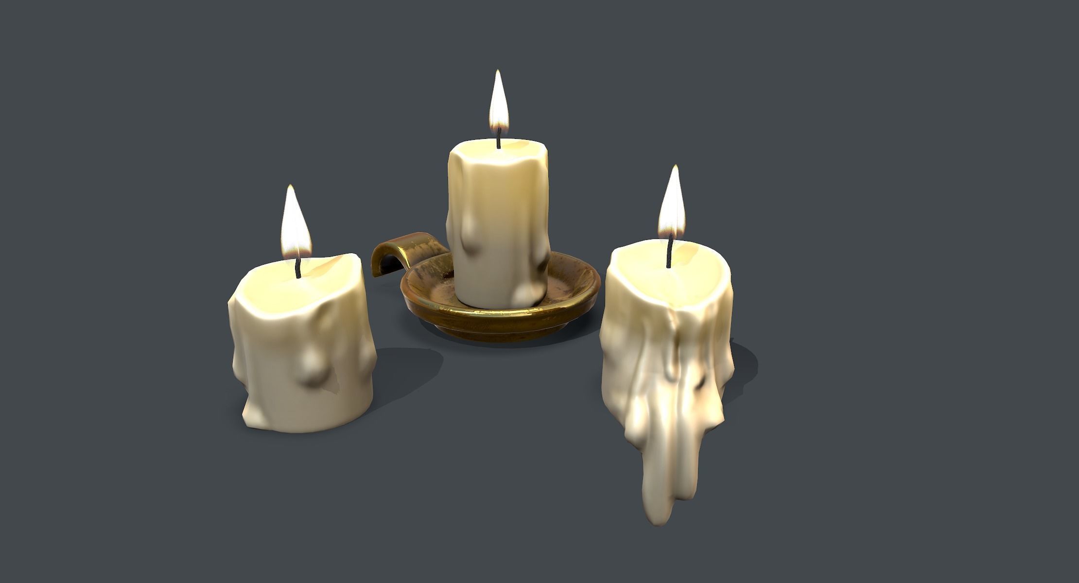Candles lowpoly three Low-poly 3D model_1