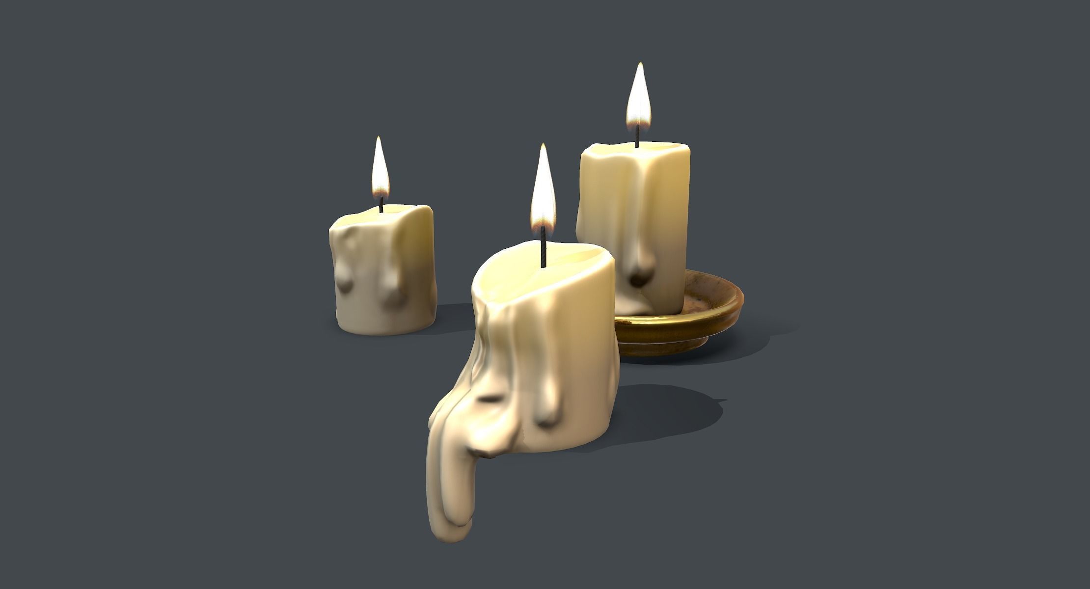 Candles lowpoly three Low-poly 3D model_3