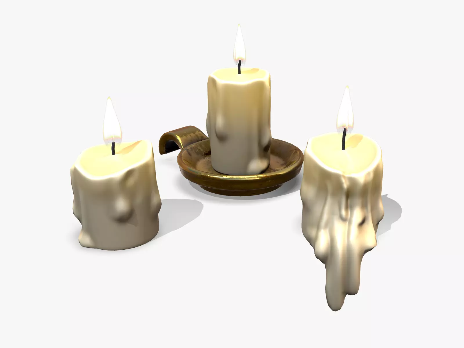 Candles lowpoly three Low-poly 3D model_0