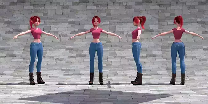 Stylized Girl Character Model in Blender Cycles and Eevee