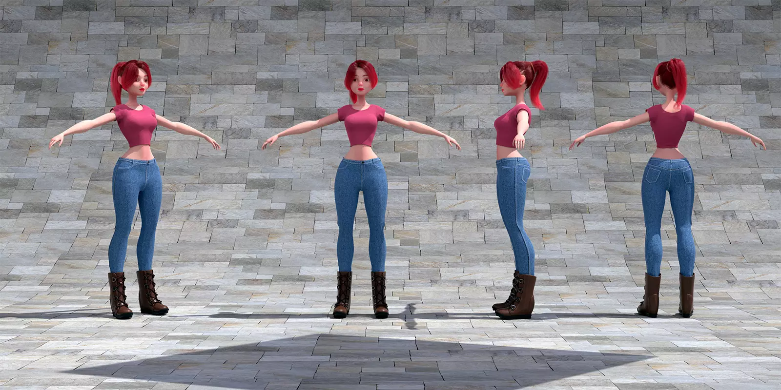 Stylized Girl Character Model in Blender Cycles and Eevee 3D model