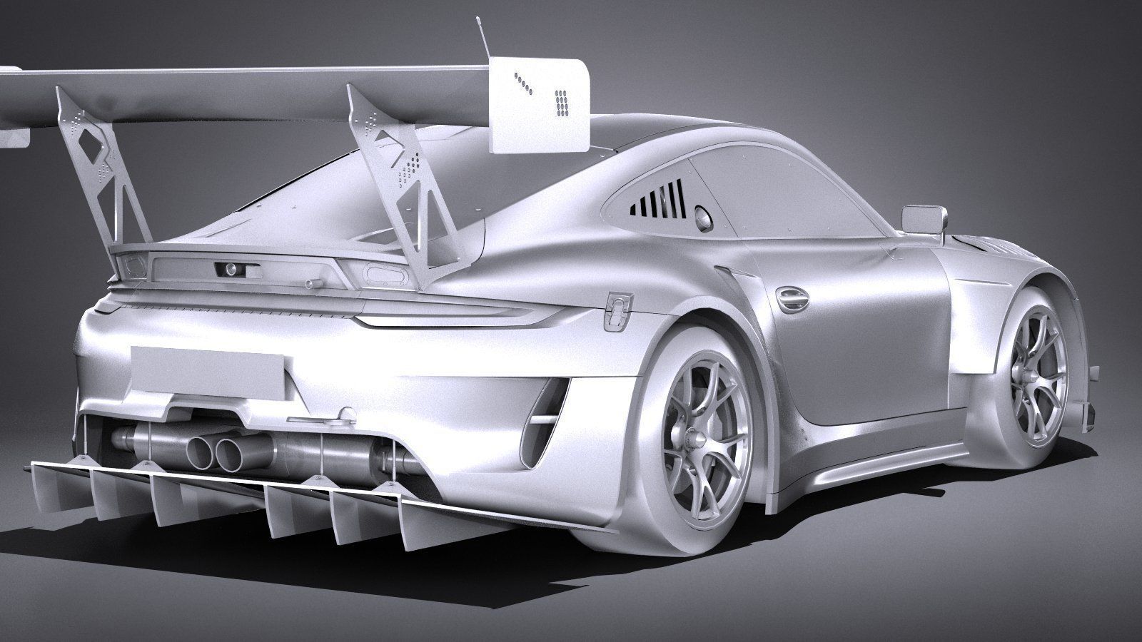 Porsche 911 GT3R 2019 lowpoly Low-poly 3D model_12