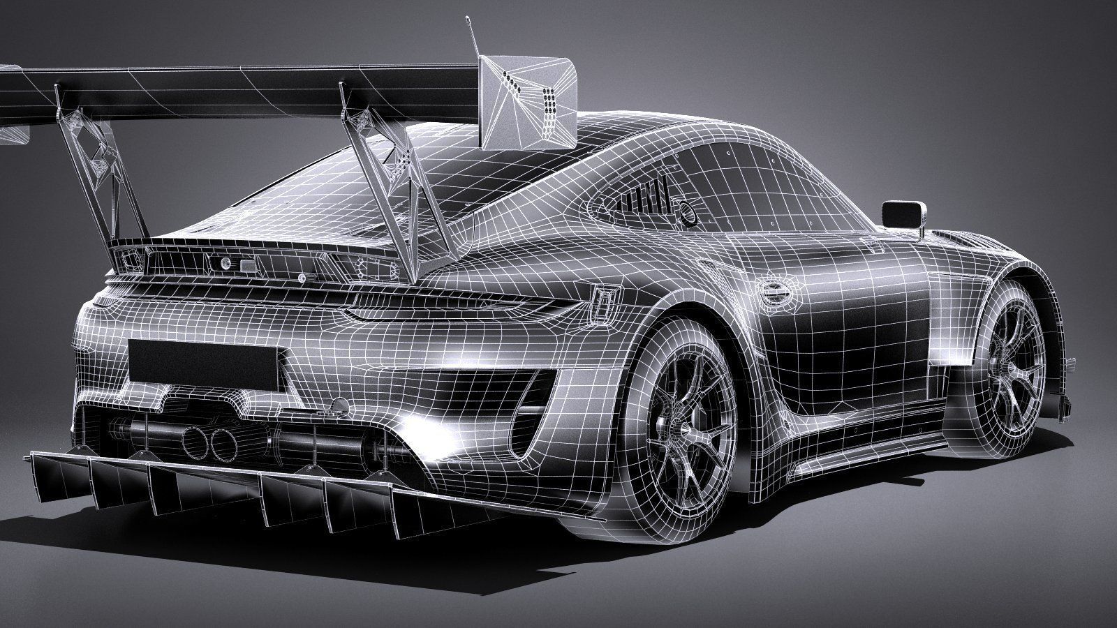 Porsche 911 GT3R 2019 lowpoly Low-poly 3D model_16