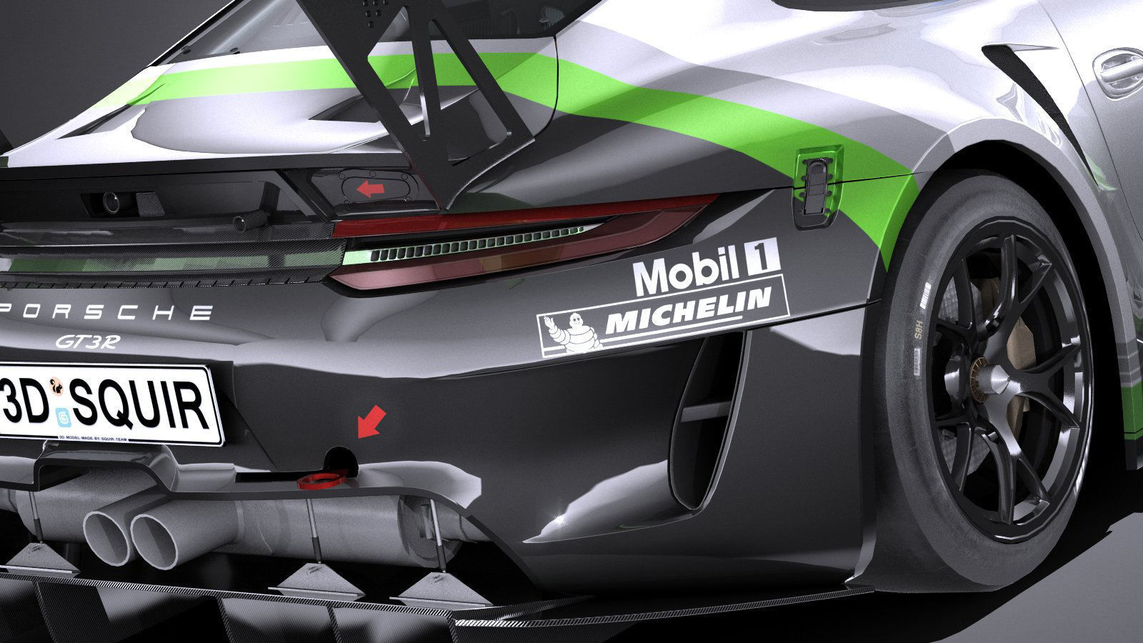 Porsche 911 GT3R 2019 lowpoly Low-poly 3D model_3