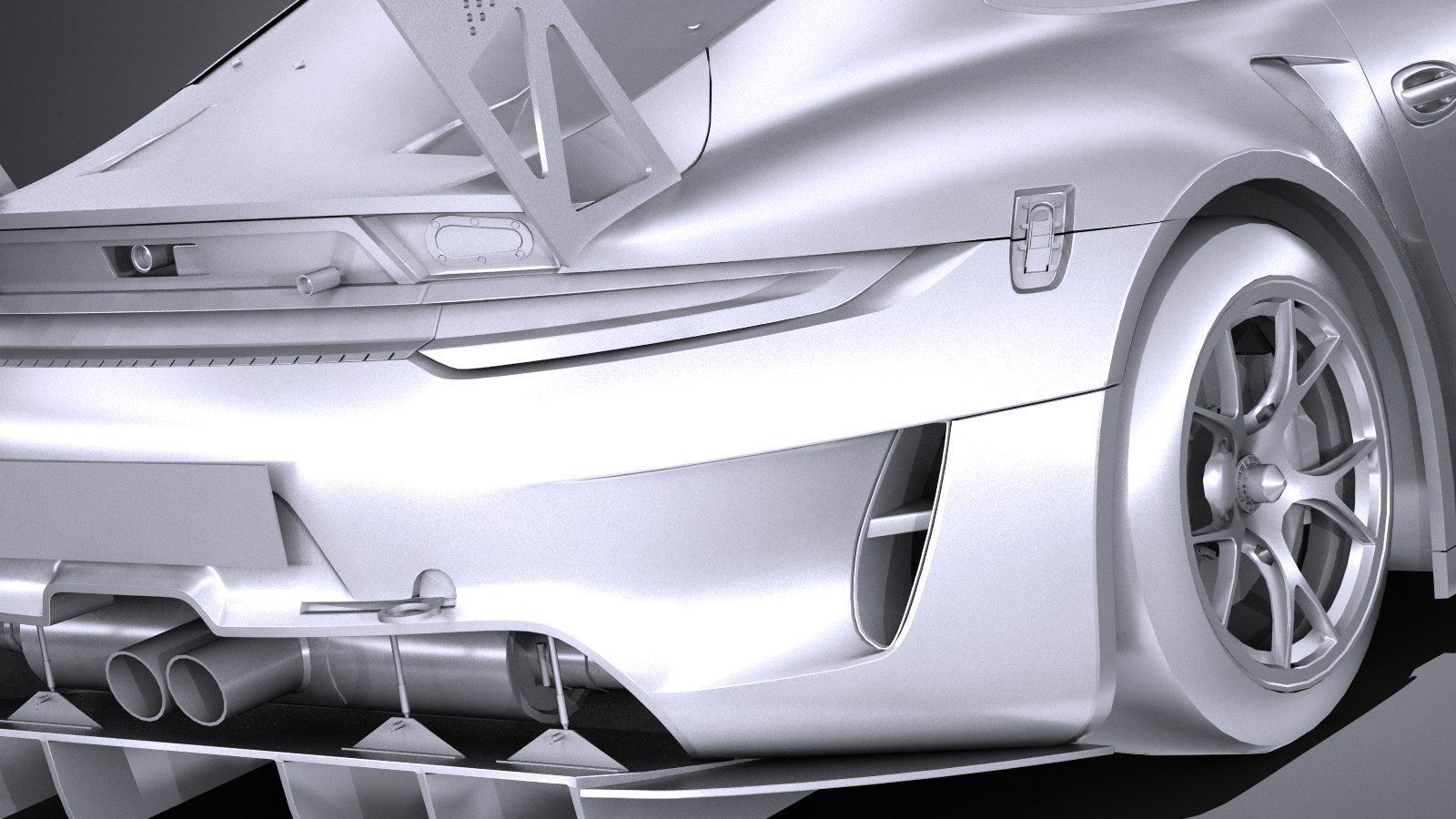 Porsche 911 GT3R 2019 lowpoly Low-poly 3D model_11