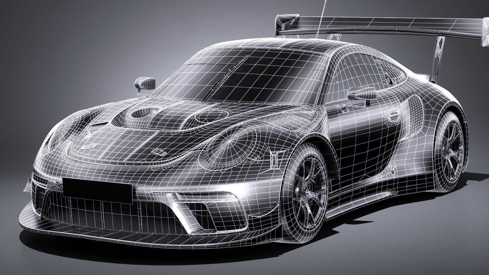 Porsche 911 GT3R 2019 lowpoly Low-poly 3D model_13