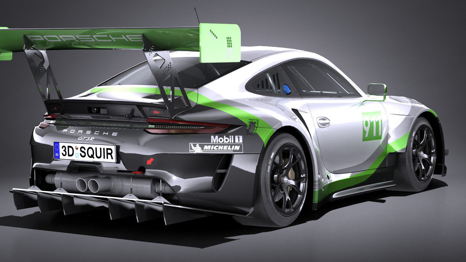 Porsche 911 GT3R 2019 lowpoly Low-poly 3D model_5