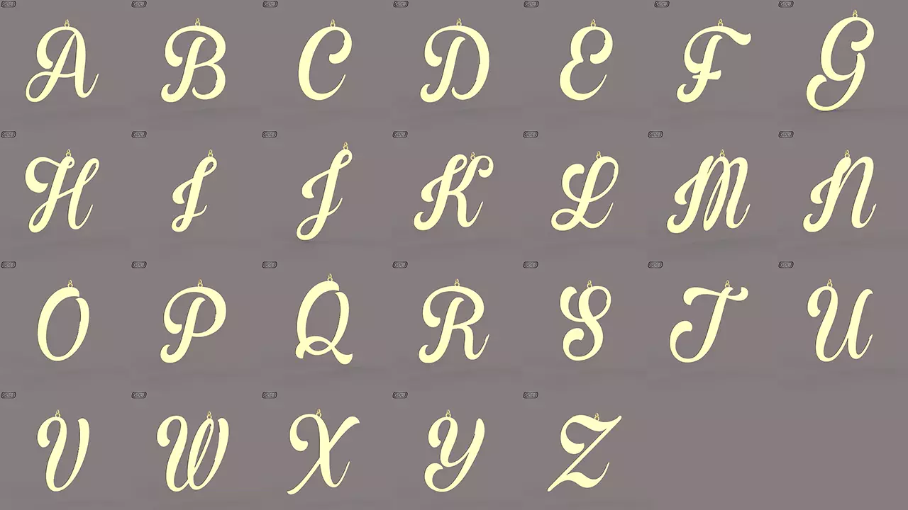 A-Z Large letters without jewelry Low-poly 3D model_0