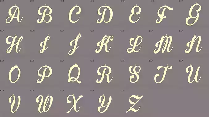 A-Z Large letters without jewelry Low-poly 3D model