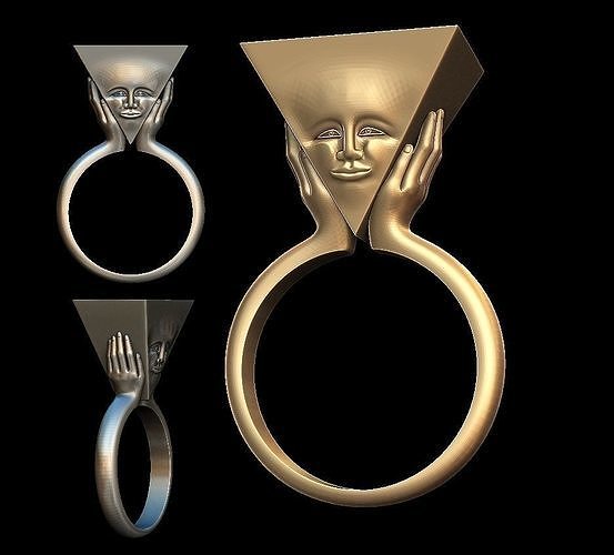 Triangle face ring 3D print model