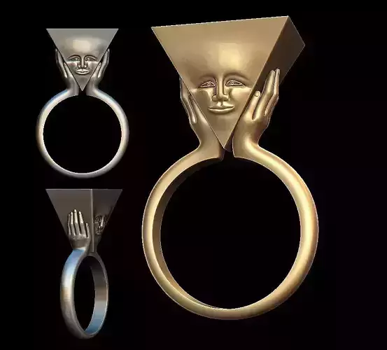 Triangle face ring 3D print model