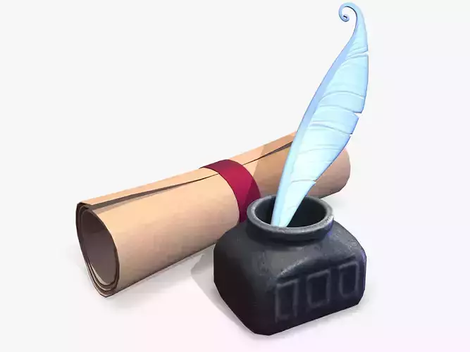 Ink and Paper Stylized lowpoly Low-poly 3D model