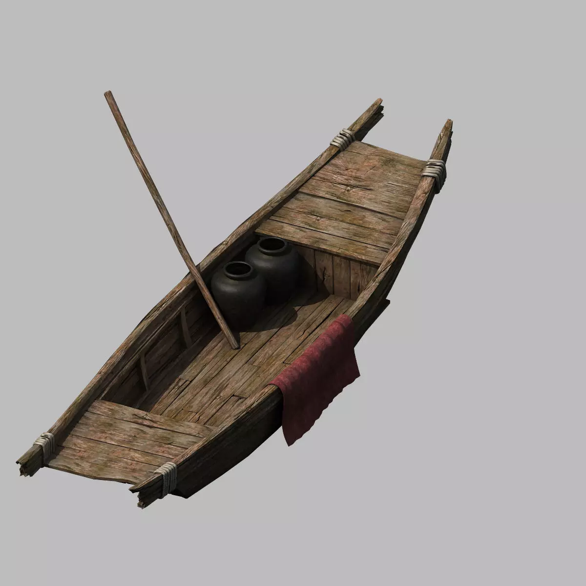 Game Traffic - Small wooden boat 08 3D model