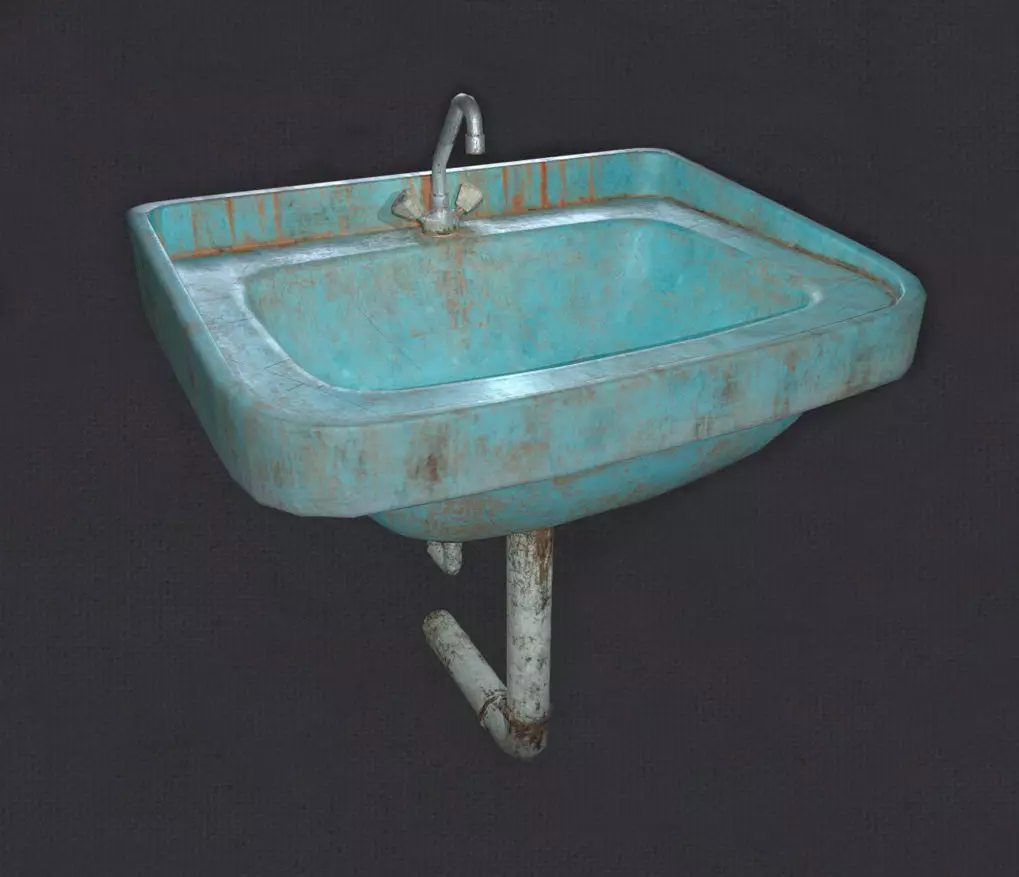 Sink dirty Low-poly 3D model_0