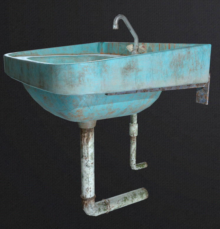Sink dirty Low-poly 3D model_2