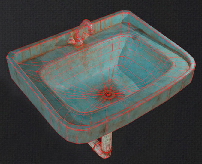 Sink dirty Low-poly 3D model_5
