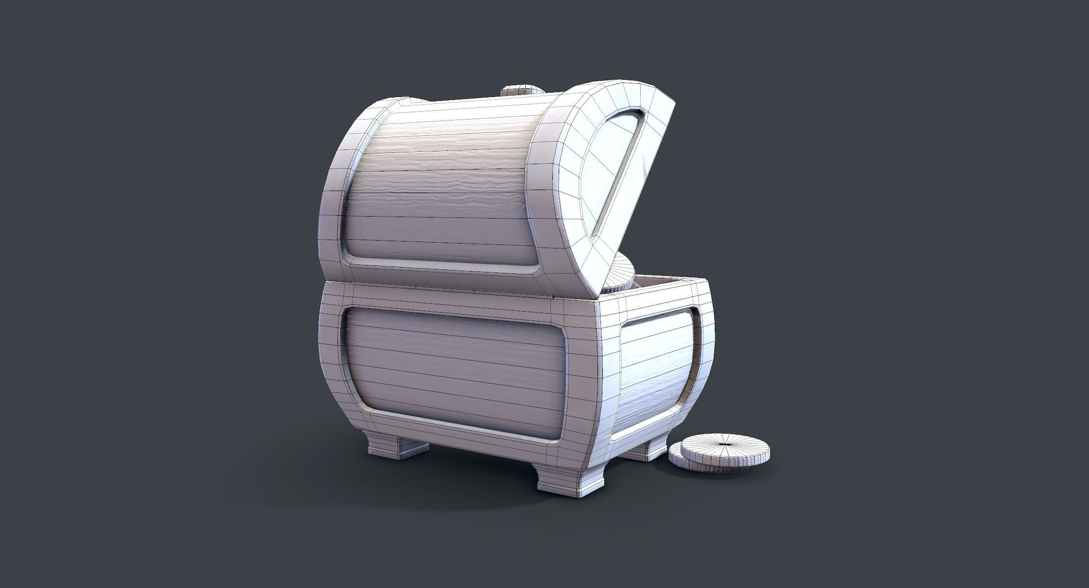 Stylized Treasure Chest lowpoly Low-poly 3D model_7