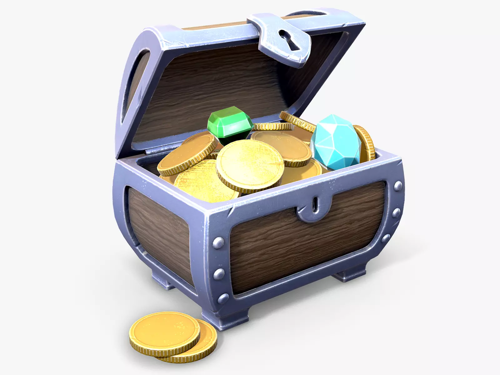 Stylized Treasure Chest lowpoly Low-poly 3D model_0