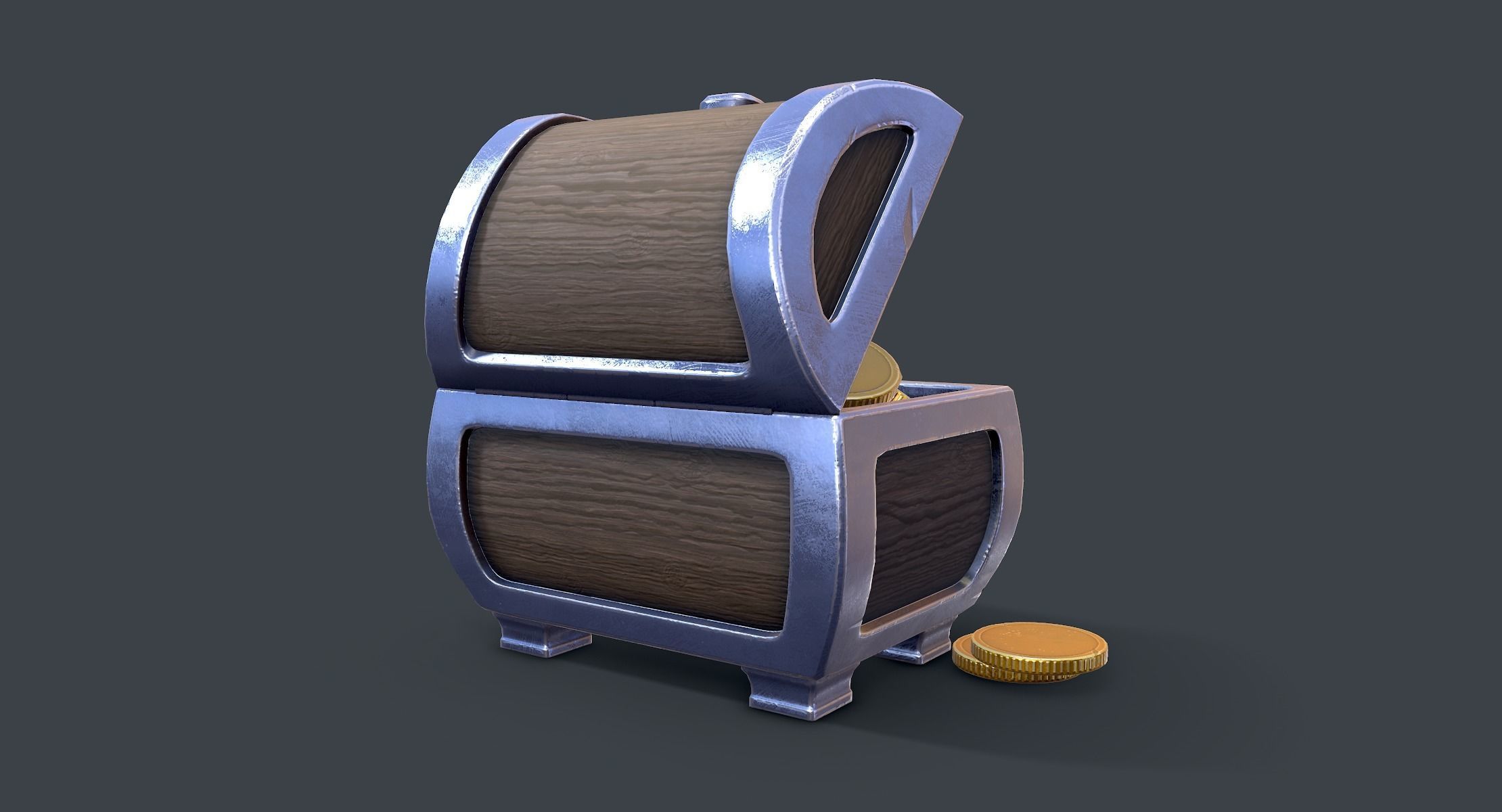 Stylized Treasure Chest lowpoly Low-poly 3D model_3