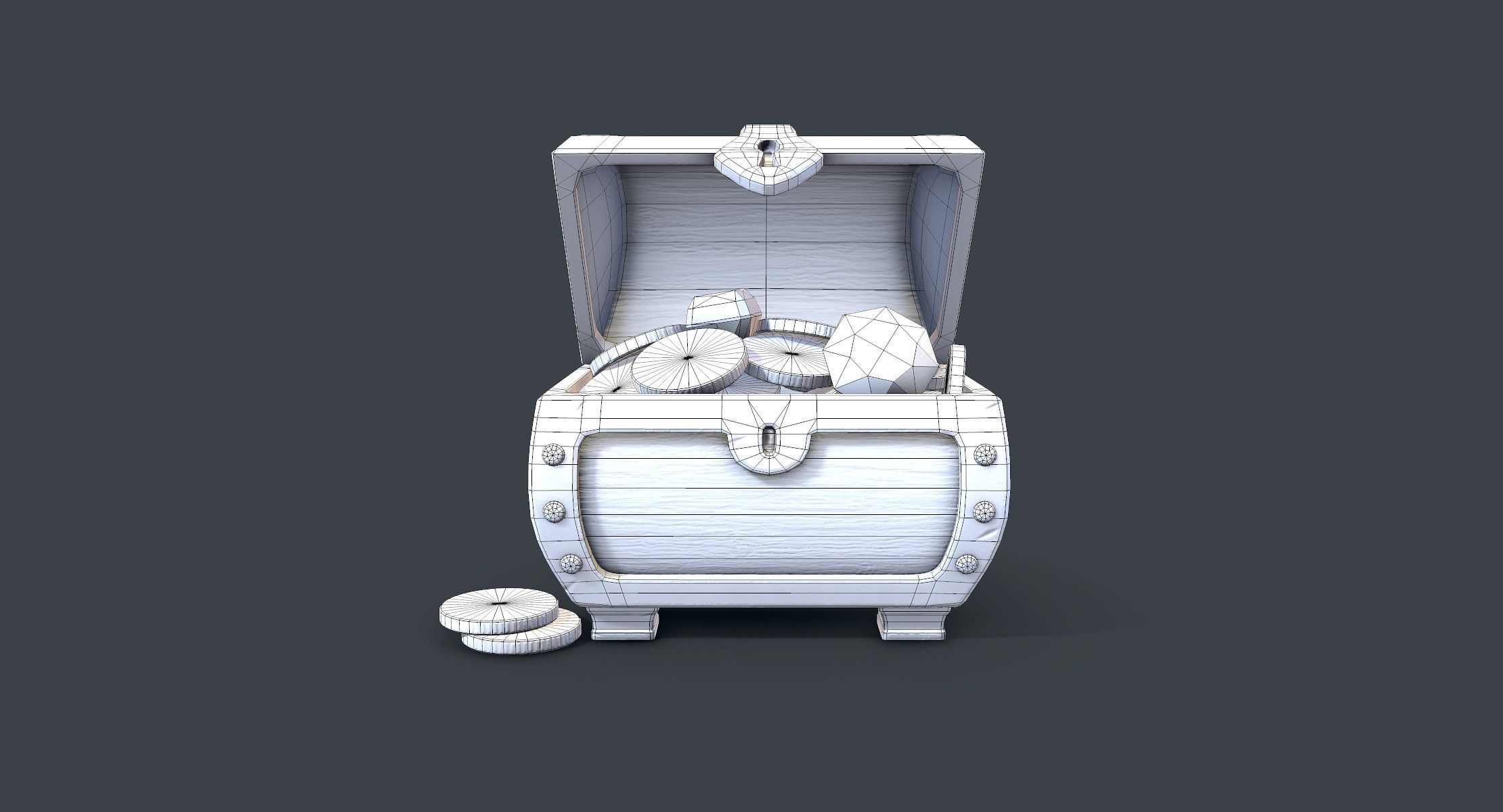 Stylized Treasure Chest lowpoly Low-poly 3D model_5