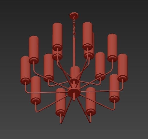 Hudson modern chandelier with glass shades 3D model_1
