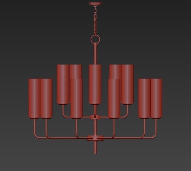 Hudson modern chandelier with glass shades 3D model_2