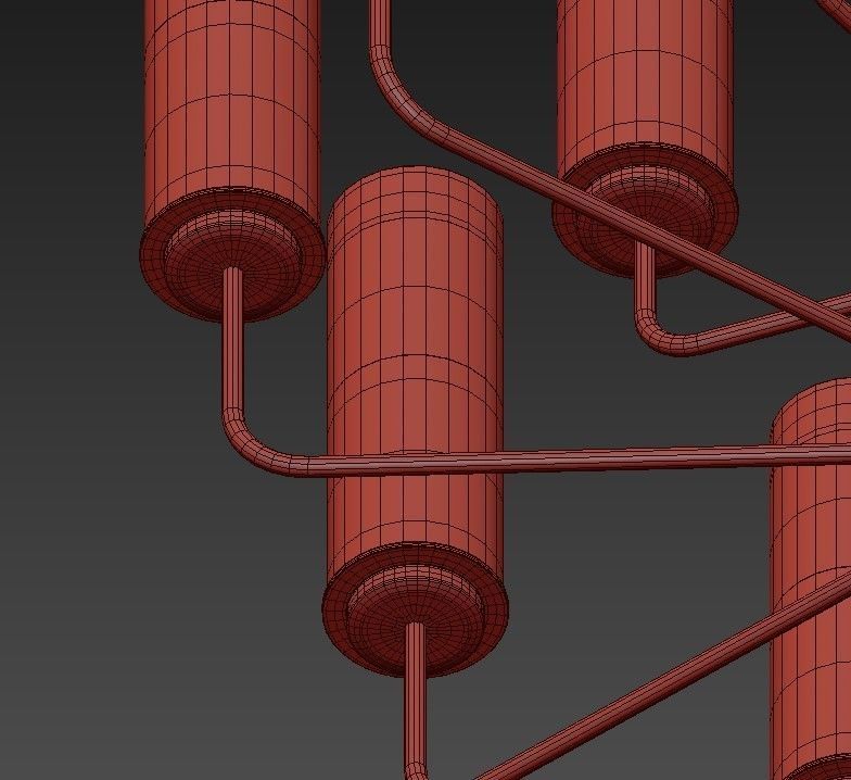 Hudson modern chandelier with glass shades 3D model_6