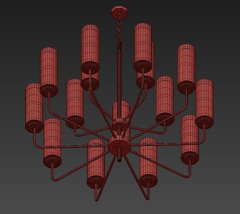 Hudson modern chandelier with glass shades 3D model_4