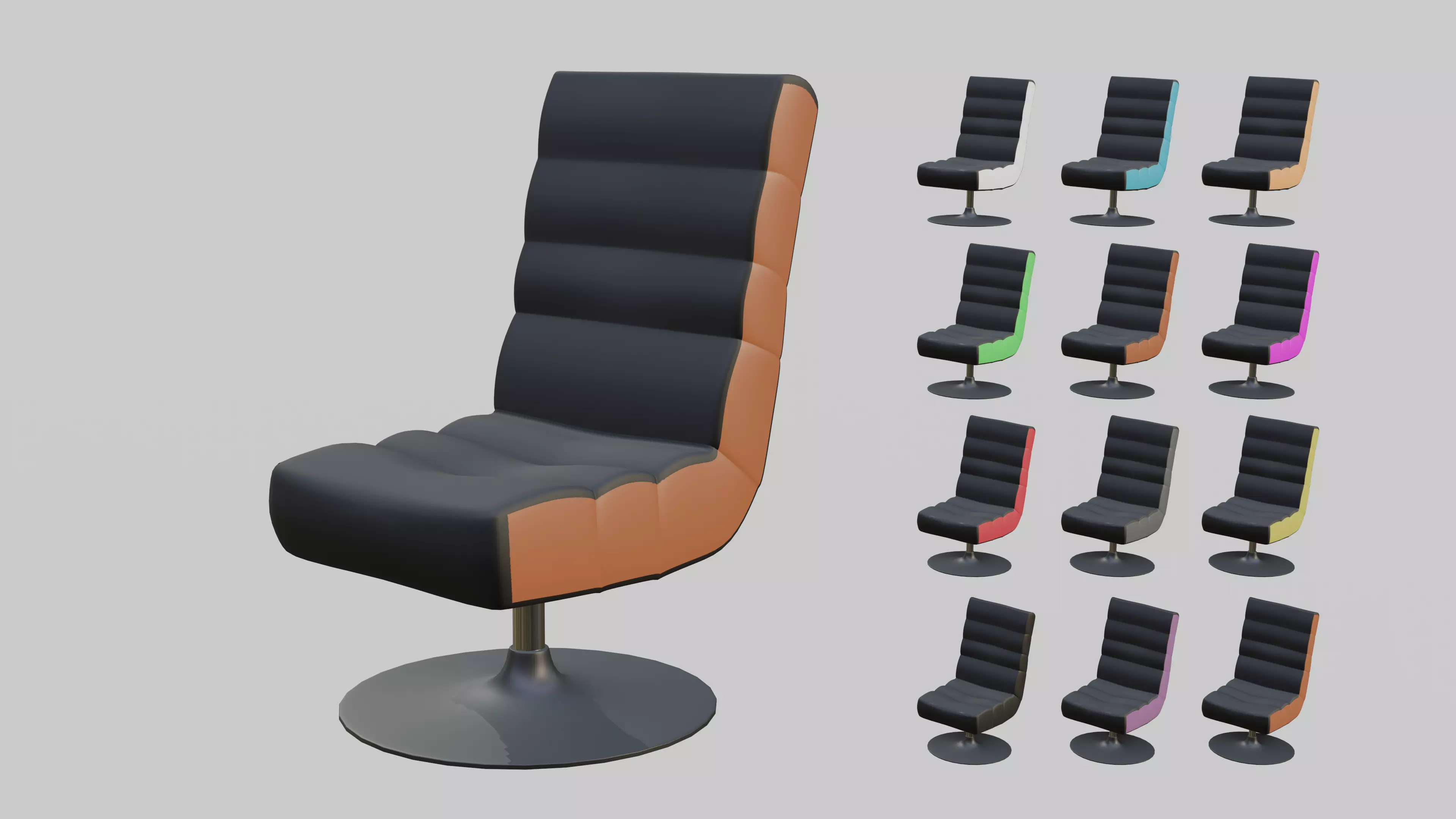 modern gaming chair Low-poly 3D model_0