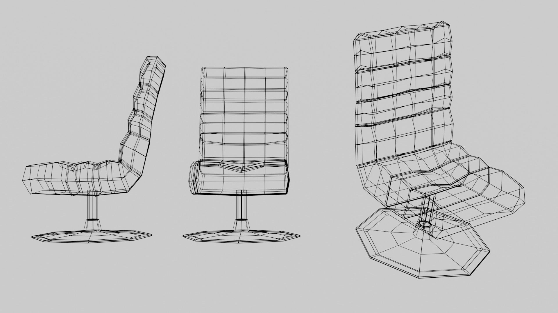 modern gaming chair Low-poly 3D model_3