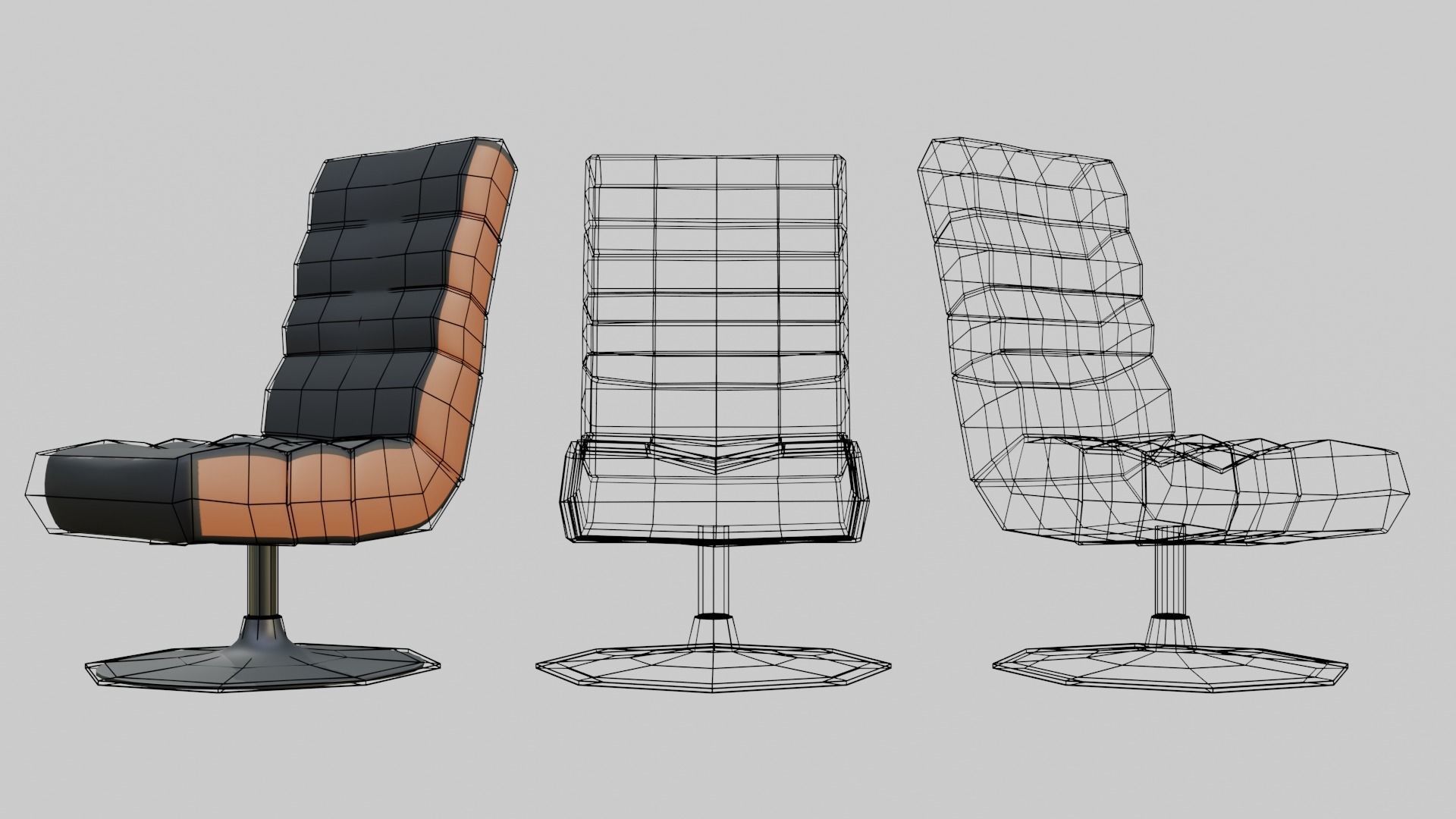 modern gaming chair Low-poly 3D model_2