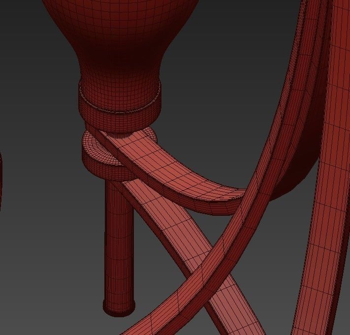 Country 6 gold chandelier with glass shades 3D model_8