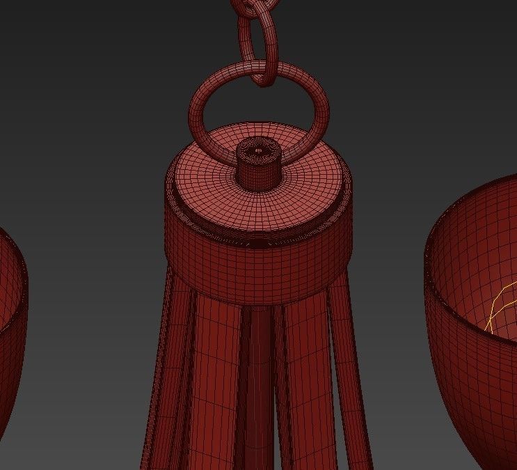 Country 6 gold chandelier with glass shades 3D model_7