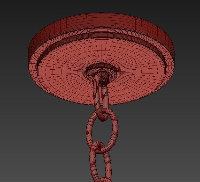 Country 6 gold chandelier with glass shades 3D model_3