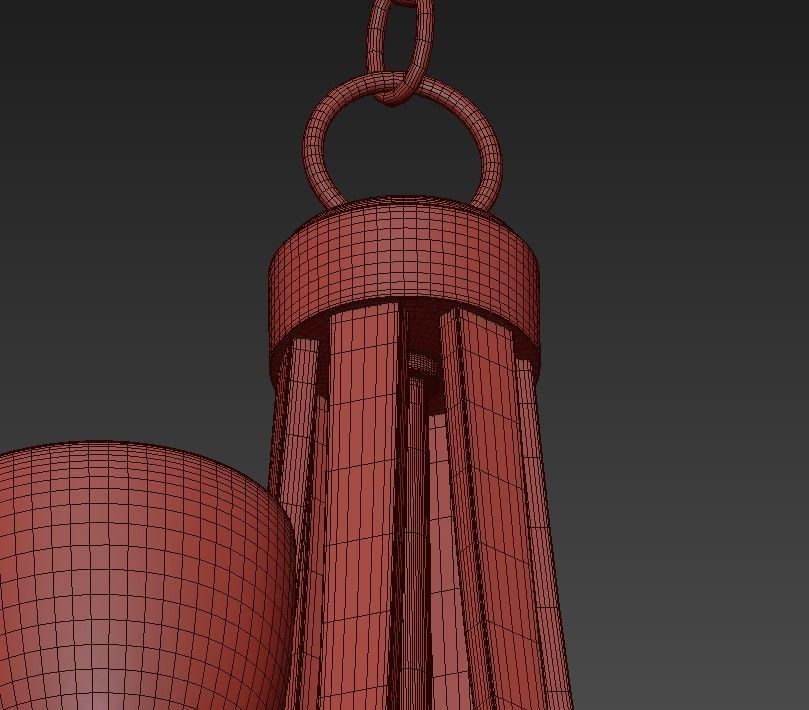 Country 6 gold chandelier with glass shades 3D model_4