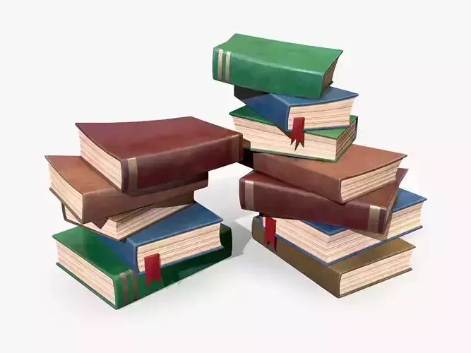 Stylized Book Pile lowpoly