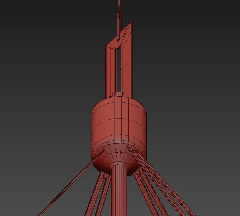 Chandelier modern pendant light in brass and glass 3D model_5