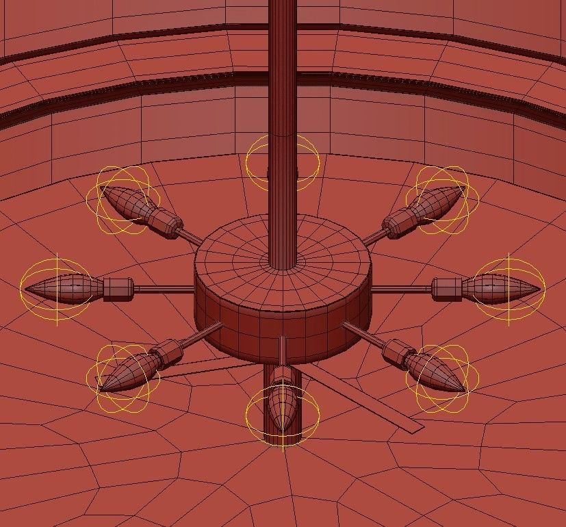 Chandelier modern pendant light in brass and glass 3D model_8