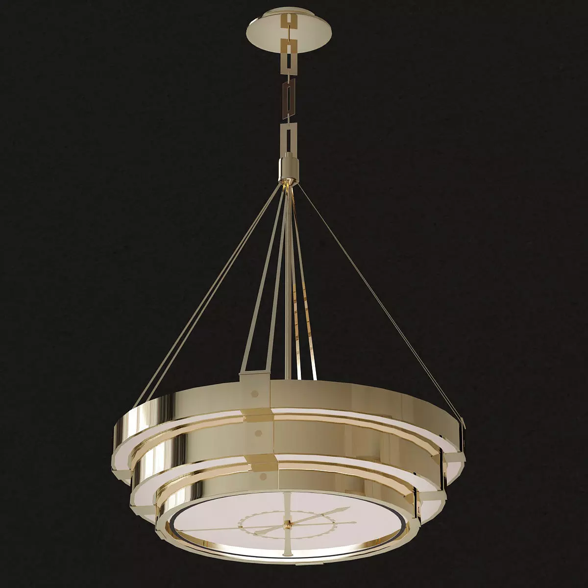 Chandelier modern pendant light in brass and glass 3D model_0