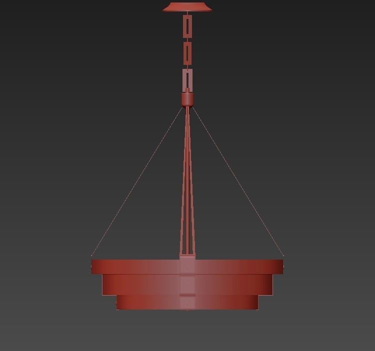 Chandelier modern pendant light in brass and glass 3D model_1