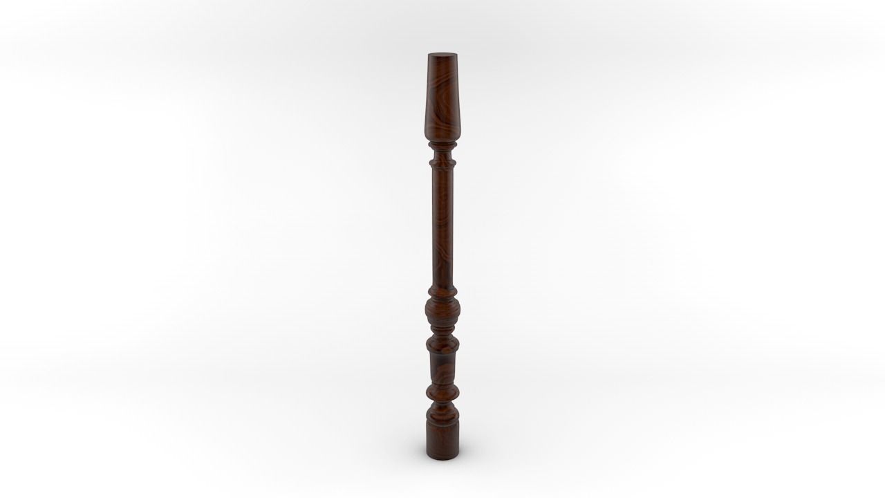 Baluster wooden candlestick 3D model_24
