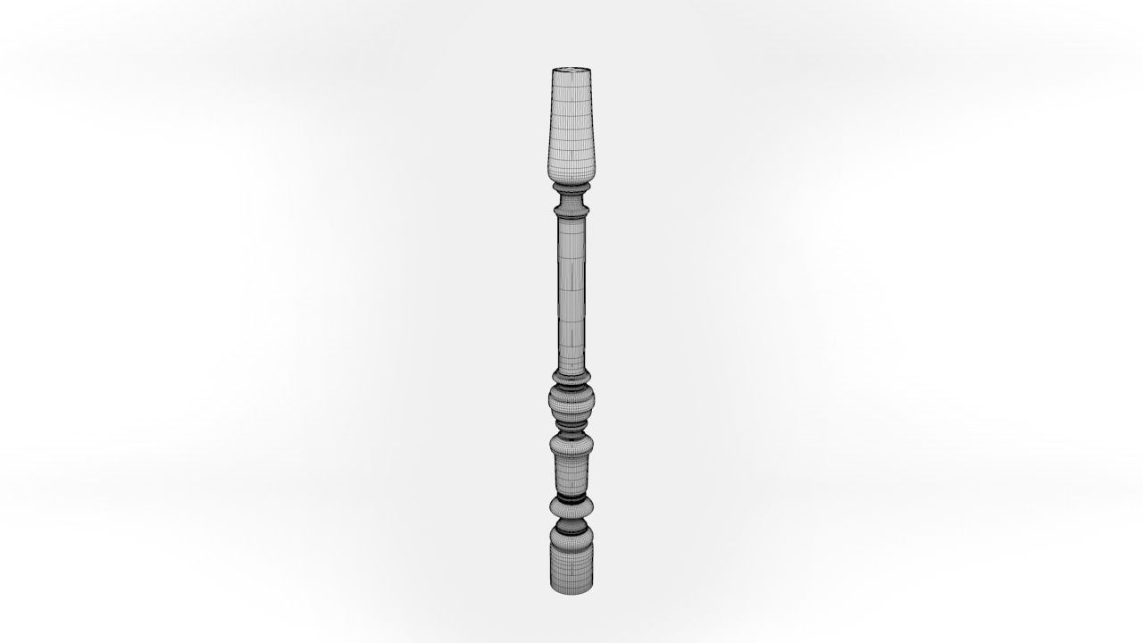 Baluster wooden candlestick 3D model_14