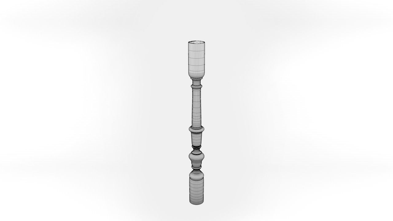Baluster wooden candlestick 3D model_16