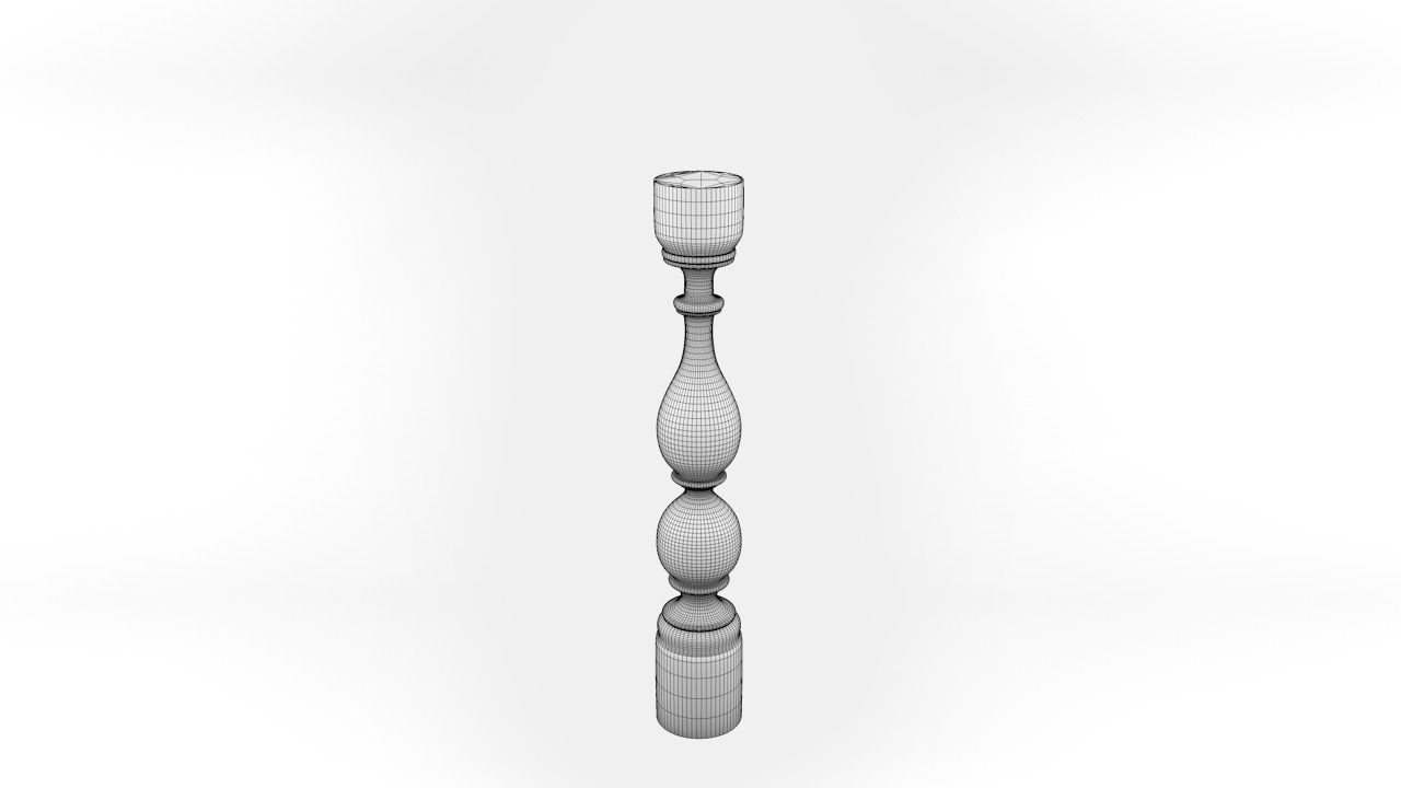 Baluster wooden candlestick 3D model_13