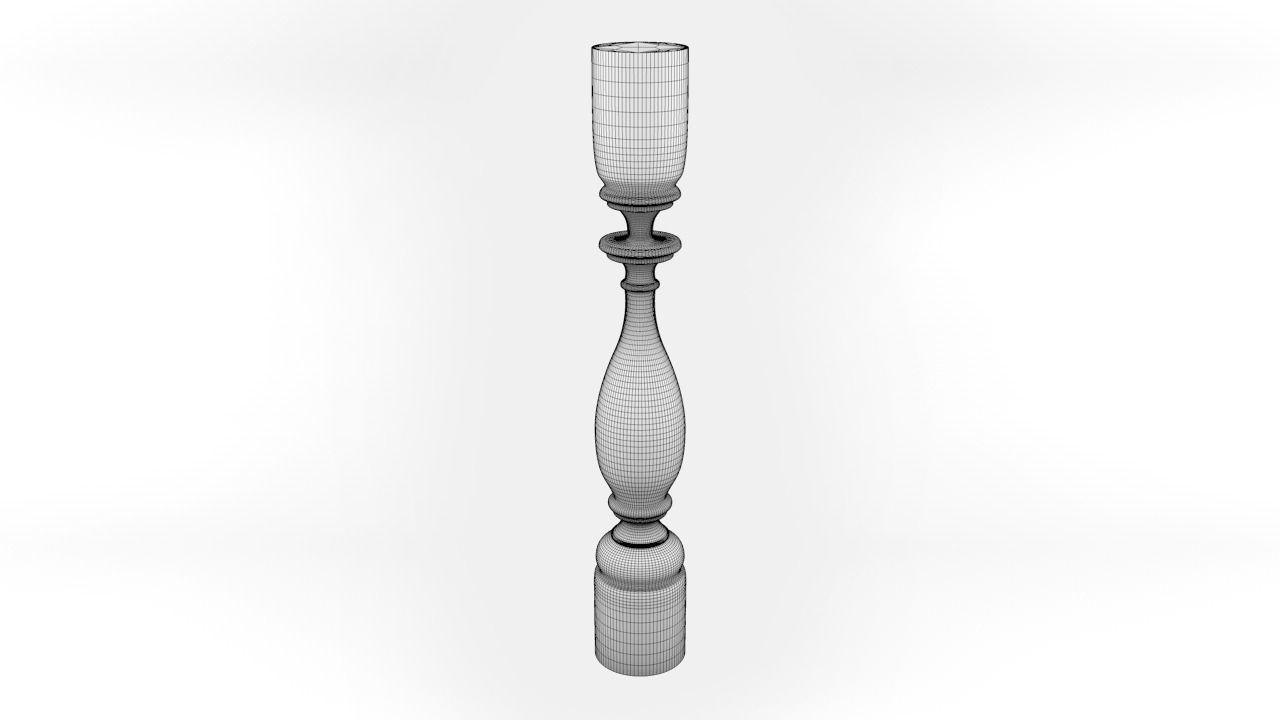 Baluster wooden candlestick 3D model_27