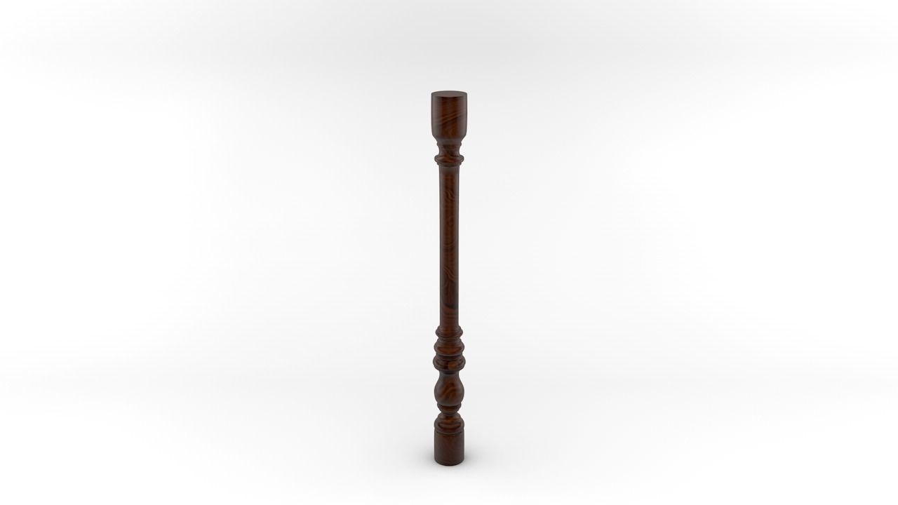 Baluster wooden candlestick 3D model_22