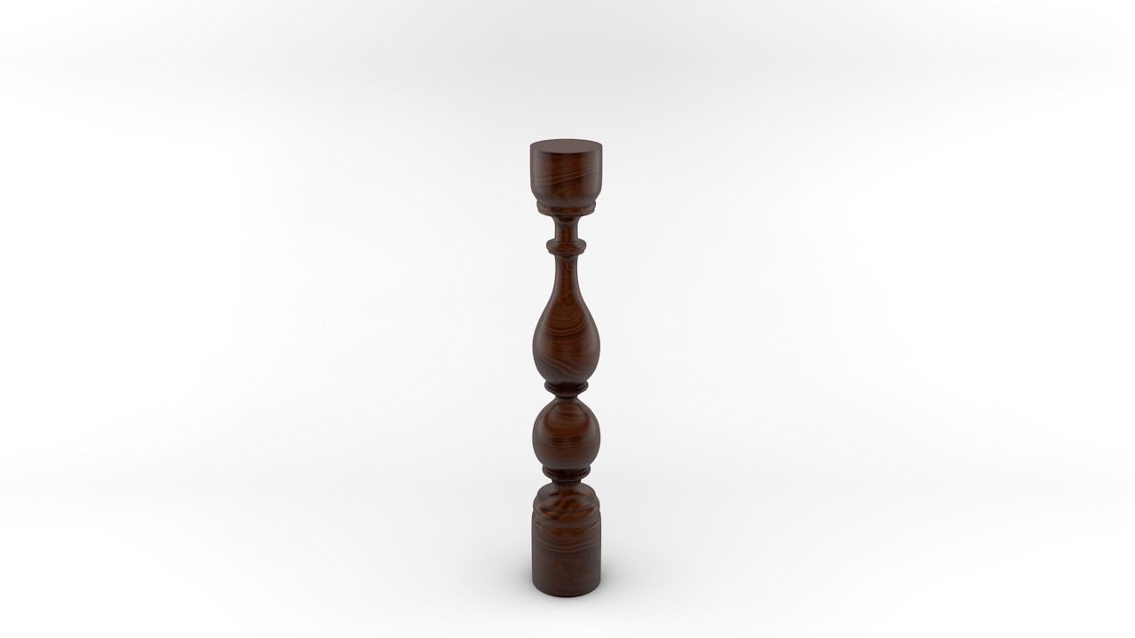 Baluster wooden candlestick 3D model_25