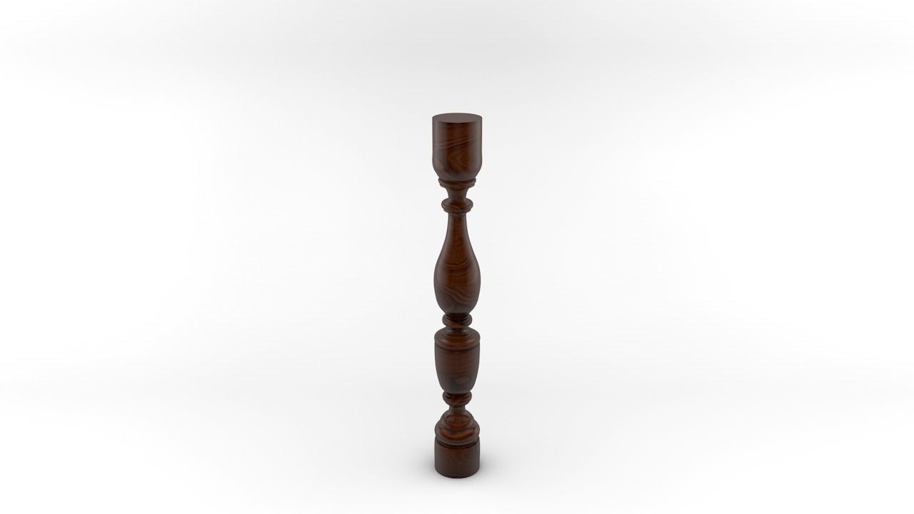 Baluster wooden candlestick 3D model_4